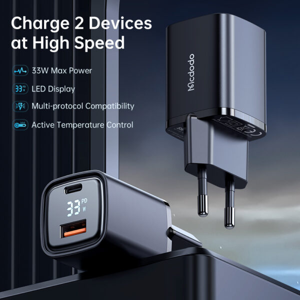 33W Digitales Schnellladegerät mit Dual-Port – Mcdodo CH-1701 (EU-Stecker) – Bild 4