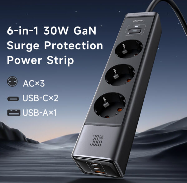 6-in-1 GaN 30W Schnellladegerät mit Überspannungsschutz – Mcdodo CH-0620 (EU-Stecker) – Bild 5