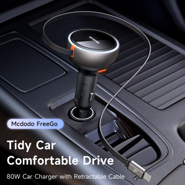 80W Car Charger with Built-in Retractable USB-C Cable - Mcdodo CC-4850 – Bild 8