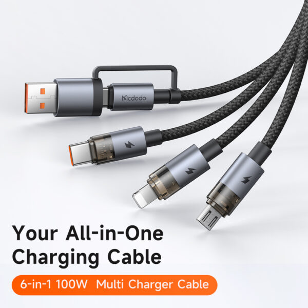 6-in-1 Transparent 100W Charging Cable with LED Indicator – Mcdodo CA-7260 – Bild 3