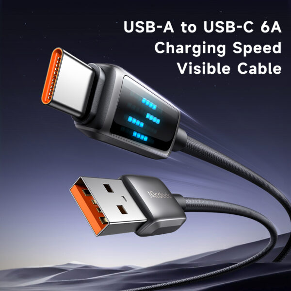 USB-A to USB-C Charging Cable with Ice Blue LED, 6A Fast Charging, 1.2m – Mcdodo CA-2350 – Bild 5