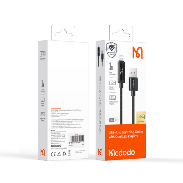 USB-A to Lightning 3A Cable with Dual LED Display – Mcdodo CA-797 – Bild 7