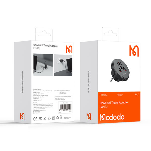 Universal Reiseadapter 10A – Mcdodo CP-4550 mit EU-Stecker – Bild 12