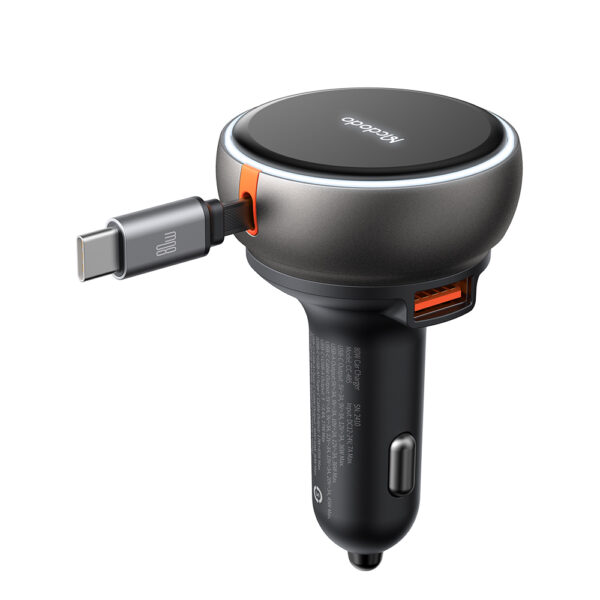 80W Car Charger with Built-in Retractable USB-C Cable - Mcdodo CC-4850