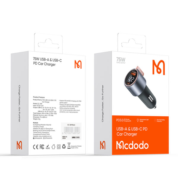 75W Digital Display Car Charger – Mcdodo CC-3690 – Bild 21