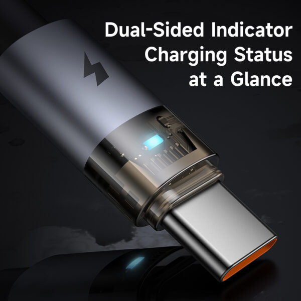 Transparente USB-A-zu-USB-C-Ladekabel mit Eisblauem Licht und 6A Stromstärke – Mcdodo CA-689 – Bild 9