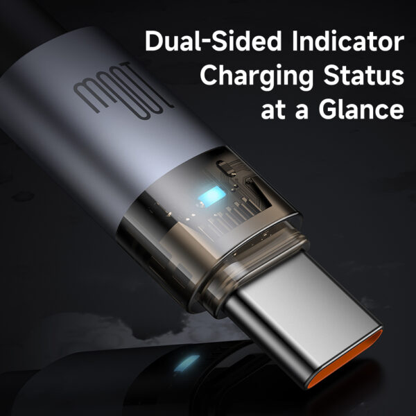 Transparente USB-C-zu-USB-C-Ladekabel mit Eisblauem Licht und 100W Leistung – Mcdodo CA-558 – Bild 9