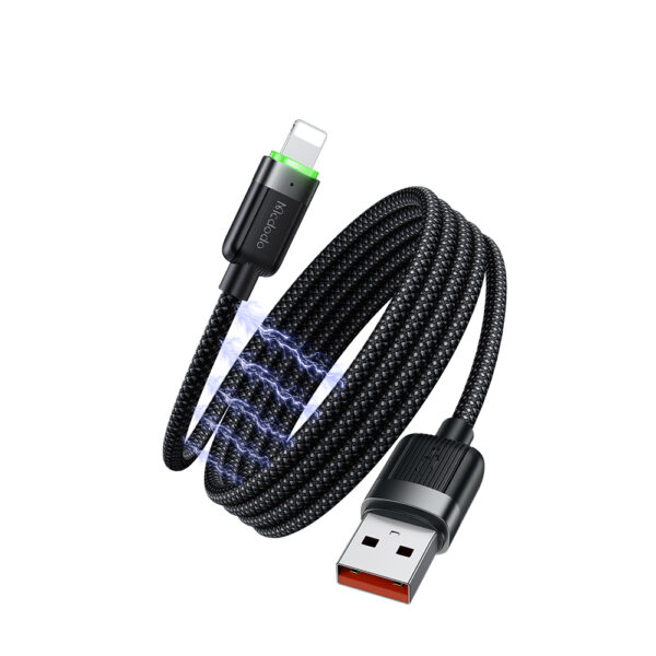 USB-A to Lightning Magnetic Self-Winding Charging Cable with Green LED – 3A – 1.2m - Mcdodo CA-600