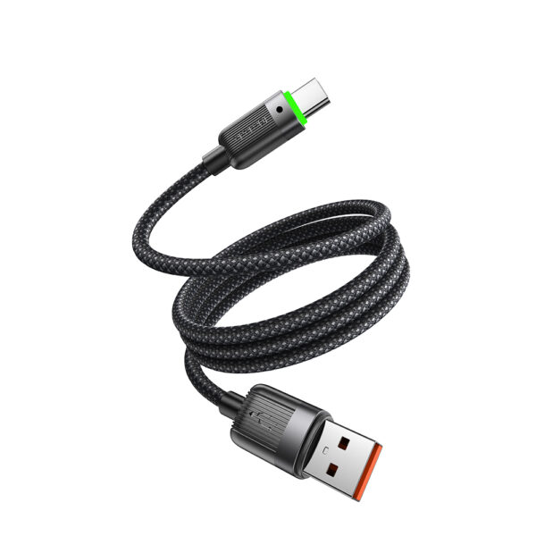 Transparente USB-A-zu-USB-C-Ladekabel Mcdodo CA-5650 mit grünem LED-Licht, magnetischem Design, 6A Schnellladung – 1,2 Meter – Bild 2