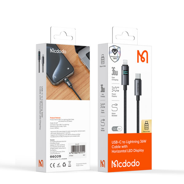 USB-C-zu-Lightning-Kabel mit horizontalem LED-Display, 36W Schnellladen, Mcdodo CA-6570 – Bild 15