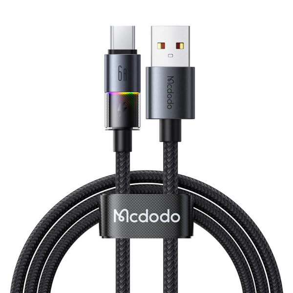USB-A to USB-C RGB Cable with 7 Color Lights & 6A Fast Charging – Mcdodo CA-8180