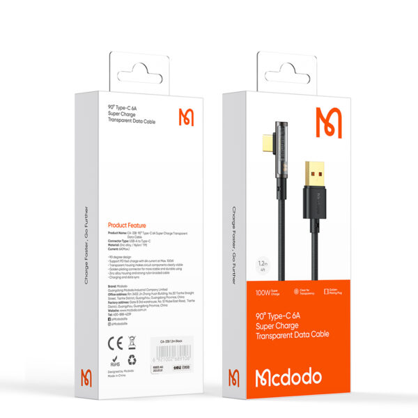 USB-A zu USB-C Schnellladekabel 1,2 m 100W, 6A, Transparentes Design – Mcdodo CA-338 – Bild 21