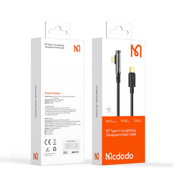 90° USB-C to Lightning Fast Charging Cable 1.2M – Mcdodo CA-3390 – Bild 19