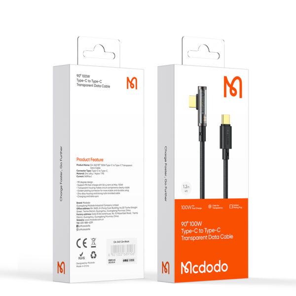 USB-C auf USB-C Schnellladekabel mit 90°-Design 1.2M – Mcdodo CA-3400 – Bild 21