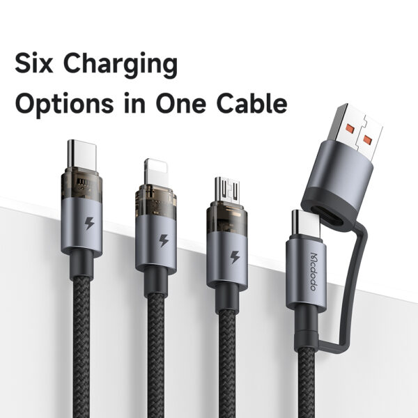 6-in-1 Transparent 100W Charging Cable with LED Indicator – Mcdodo CA-7260 – Bild 4