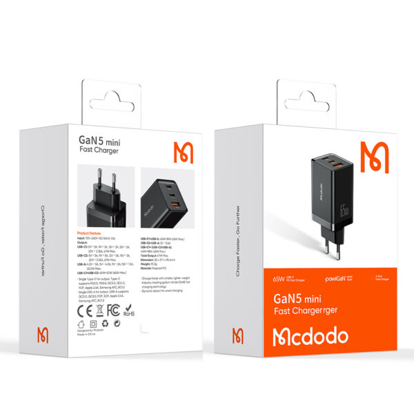 GaN Mini Schnellladegerät 70W, 3-Port (2x USB-C, 1x USB-A), Mcdodo CH-1541 – Bild 20