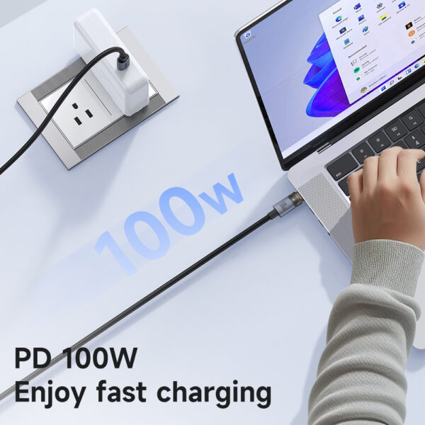 Transparente USB-C-zu-USB-C-Ladekabel mit Eisblauem Licht und 100W Leistung – Mcdodo CA-558 – Bild 5