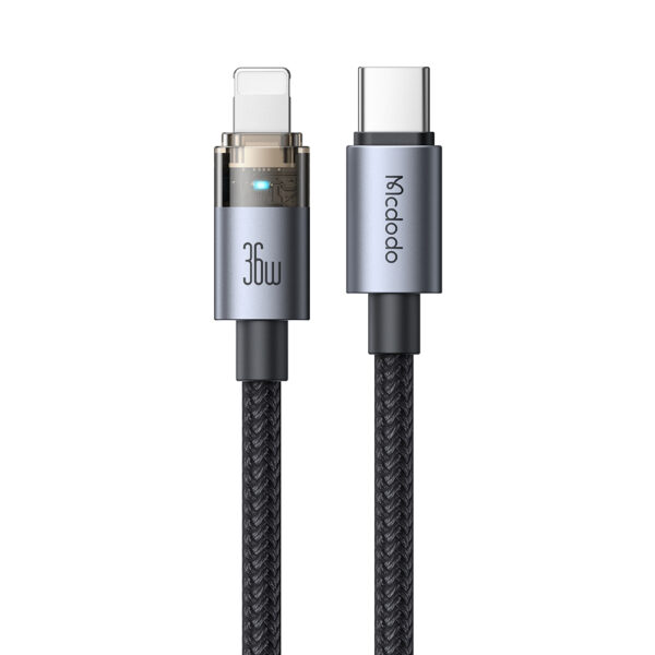 Transparente USB-C auf Lightning Ladekabel mit Ladestatusanzeige – Mcdodo CA-694, 36W, 1.2m – Bild 2