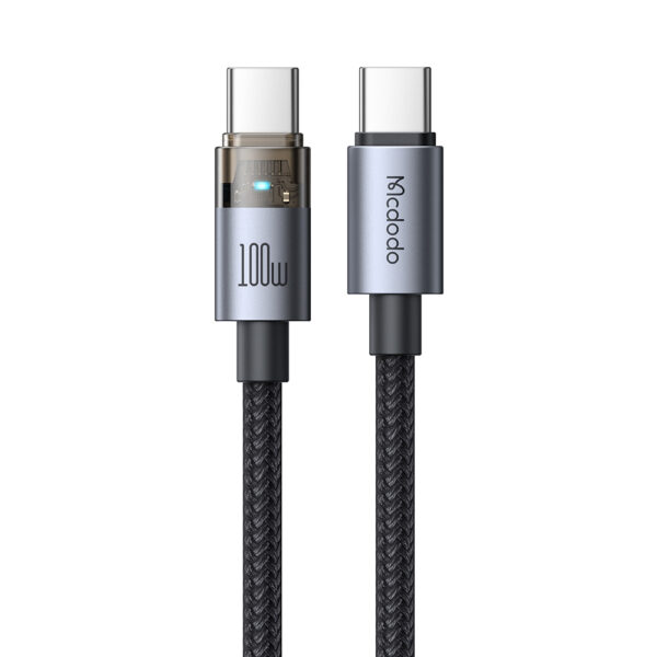 Transparente USB-C-zu-USB-C-Ladekabel mit Eisblauem Licht und 100W Leistung – Mcdodo CA-558 – Bild 2