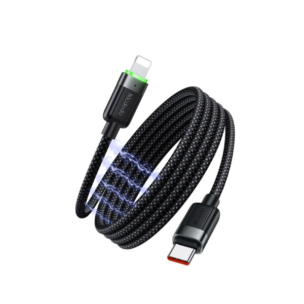 USB-C auf Lightning Magnetisches Schnellladekabel mit grünem Licht – Mcdodo CA-2010, 36W, 1,2 Meter, selbstaufrollend