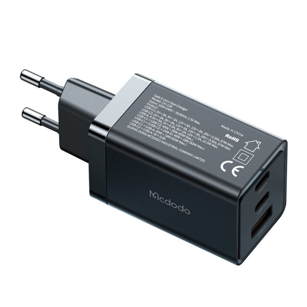 GaN Mini Schnellladegerät 70W, 3-Port (2x USB-C, 1x USB-A), Mcdodo CH-1541 – Bild 3
