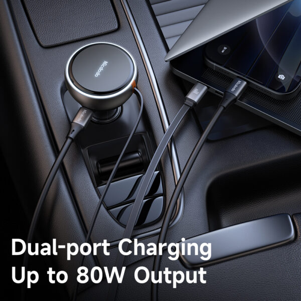 80W Car Charger with Built-in Retractable USB-C Cable - Mcdodo CC-4850 – Bild 5