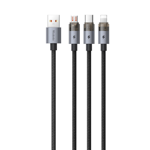 3-in-1 Transparent 6A Charging Cable with Ice Blue LED – Mcdodo CA-7150 – Bild 2
