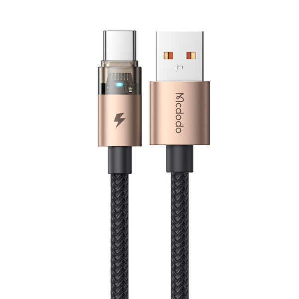 Transparente USB-A-zu-USB-C-Ladekabel mit Eisblauem Licht und 6A Stromstärke – Mcdodo CA-689 – Bild 3