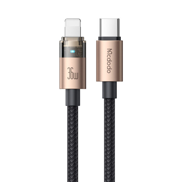 Transparente USB-C auf Lightning Ladekabel mit Ladestatusanzeige – Mcdodo CA-694, 36W, 1.2m – Bild 3