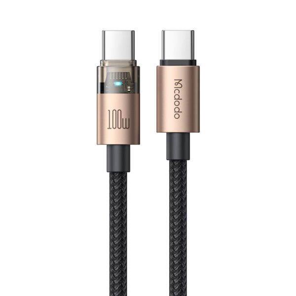 Transparente USB-C-zu-USB-C-Ladekabel mit Eisblauem Licht und 100W Leistung – Mcdodo CA-558 – Bild 3