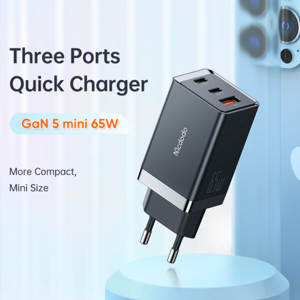 GaN Mini Schnellladegerät 70W, 3-Port (2x USB-C, 1x USB-A), Mcdodo CH-1541 – Bild 4