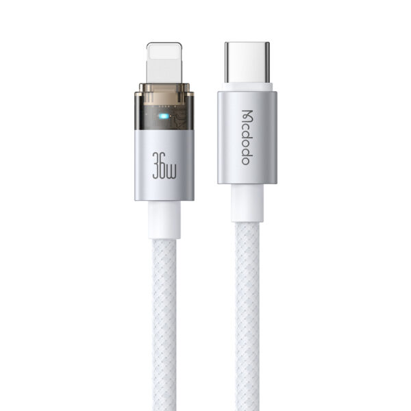 Transparente USB-C auf Lightning Ladekabel mit Ladestatusanzeige – Mcdodo CA-694, 36W, 1.2m – Bild 4