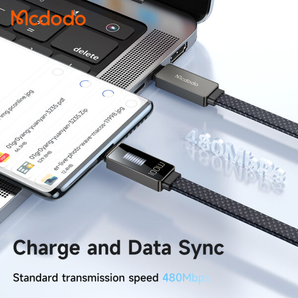 USB-C to USB-C Charging Cable with LED Display, 100W, 1.2m, 5A – Mcdodo CA-4470 – Bild 7
