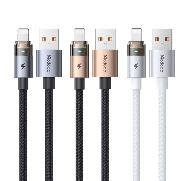 USB-A to Lightning 3A Transparent Charging Cable with LED Light – Mcdodo CA-691