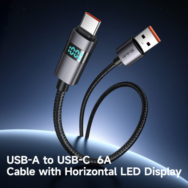 USB-A-zu-USB-C-Kabel mit horizontalem LED-Display, 6A Schnellladung, Mcdodo CA-6520 – Bild 3