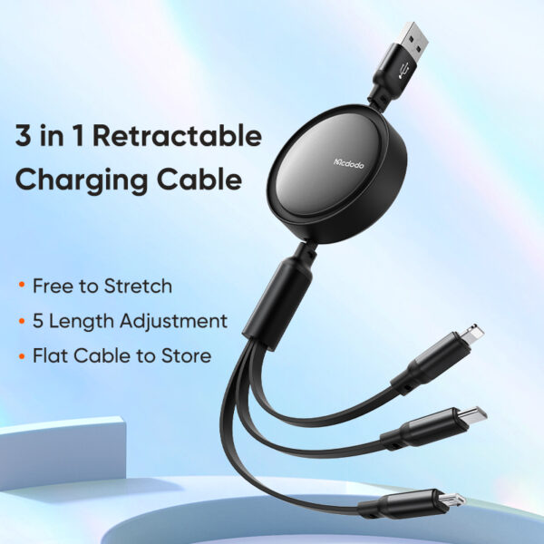 3-in-1 Retractable Charging Cable 1.2 m – Mcdodo CA-7256 – Bild 2