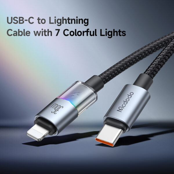 USB-C zu Lightning RGB Kabel mit 7 Farben & 36W Schnellladung – Modell CA-8190 von Mcdodo – Bild 3