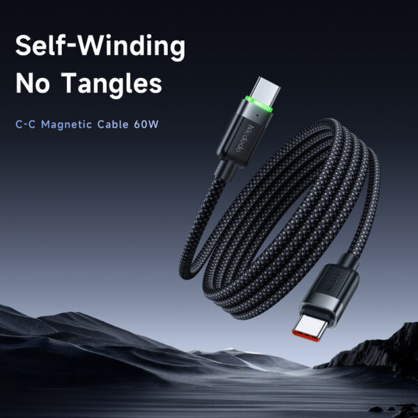 Mcdodo Ladekabel CA-2000 – USB-C zu USB-C, 60W, Selbstaufrollendes Magnetkabel – Bild 5