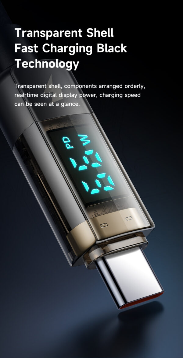 Mcdodo Digital Pro Auto Power Off Type-C Super Charge Transparentes Datenkabel (1.2m / 4ft) – Bild 5