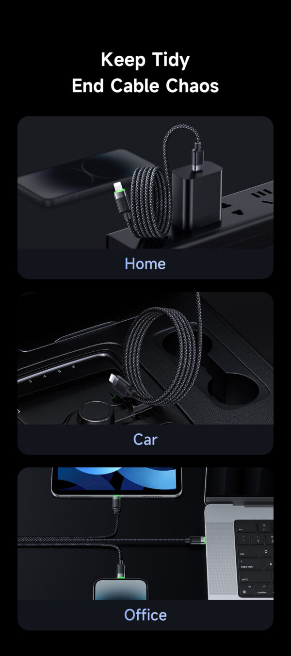 USB-C auf Lightning Magnetisches Schnellladekabel mit grünem Licht – Mcdodo CA-2010, 36W, 1,2 Meter, selbstaufrollend – Bild 10