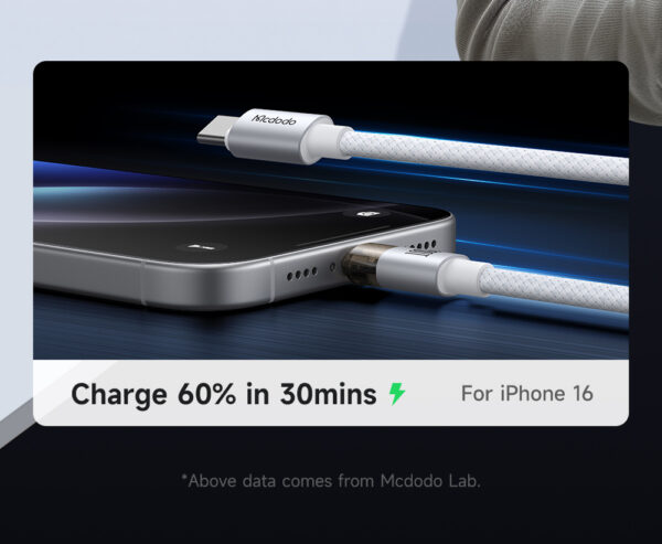 Transparente USB-C-zu-USB-C-Ladekabel mit Eisblauem Licht und 100W Leistung – Mcdodo CA-558 – Bild 11