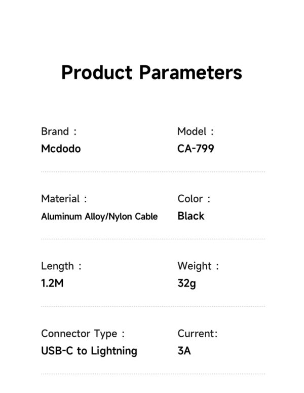 USB-C-zu-Lightning Kabel mit Dual-LED-Anzeige und 36W Schnellladung - Mcdodo CA-7990 – Bild 8