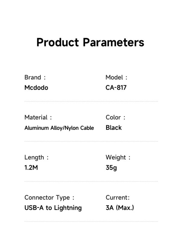 USB-A to Lightning RGB Cable with 7 Color Lights & 3A Fast Charging – Mcdodo CA-8170 – Bild 9