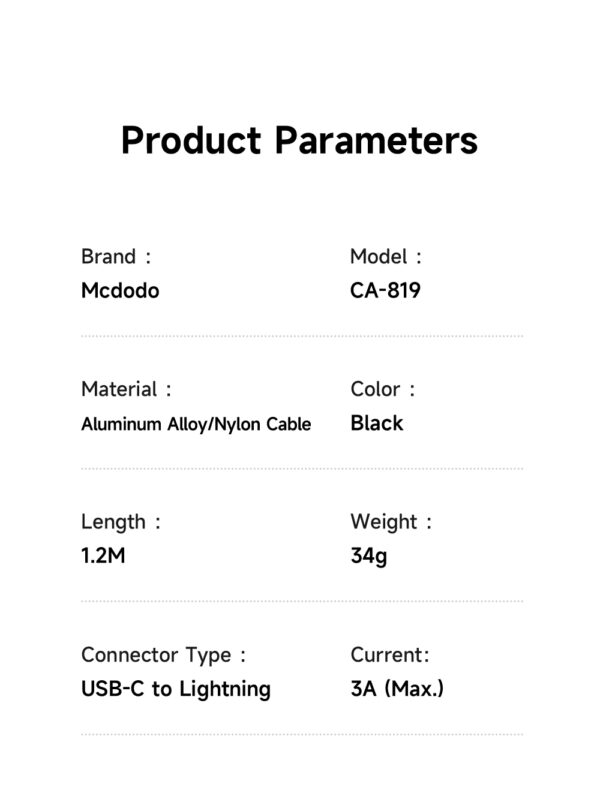 USB-C zu Lightning RGB Kabel mit 7 Farben & 36W Schnellladung – Modell CA-8190 von Mcdodo – Bild 9