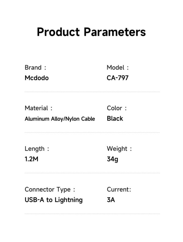 USB-A to Lightning 3A Cable with Dual LED Display – Mcdodo CA-797 – Bild 8