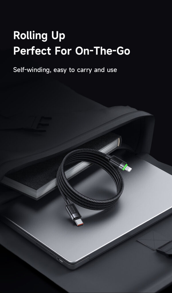 USB-C auf Lightning Magnetisches Schnellladekabel mit grünem Licht – Mcdodo CA-2010, 36W, 1,2 Meter, selbstaufrollend – Bild 11
