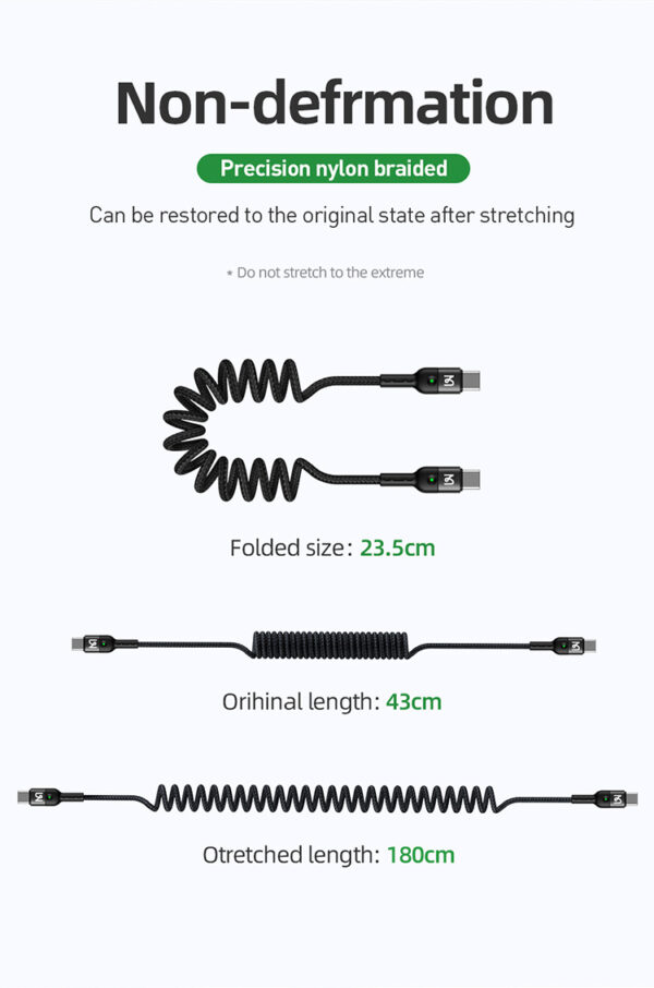 USB-C to USB-C Spiral Charging Cable 1.8m  60W – Mcdodo CA-7860 – Bild 3