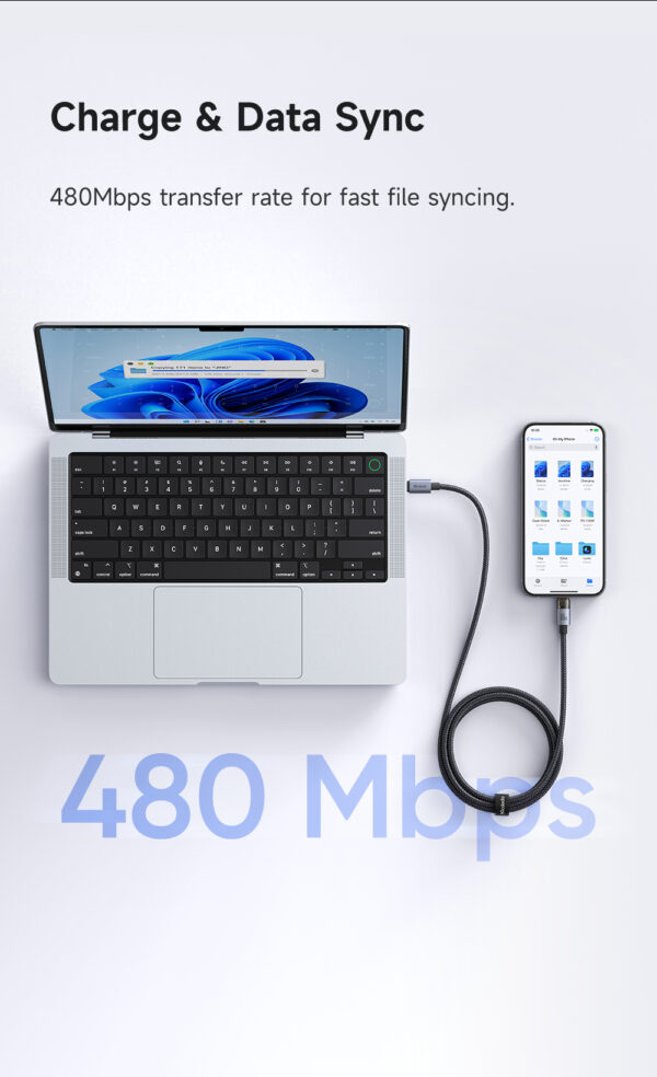 Transparente USB-C-zu-USB-C-Ladekabel mit Eisblauem Licht und 100W Leistung – Mcdodo CA-558 – Bild 12