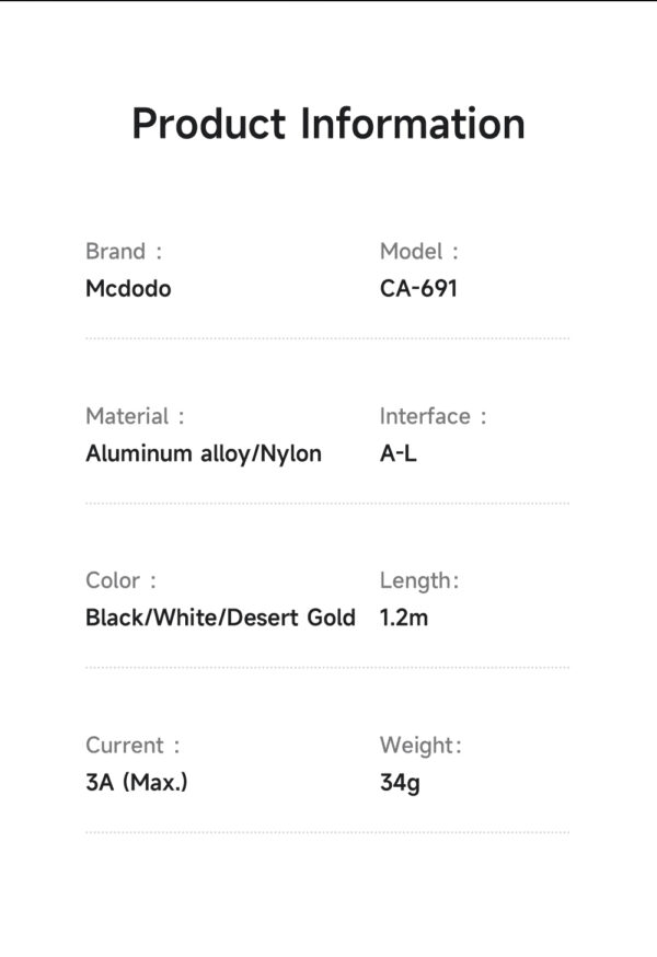 USB-A to Lightning 3A Transparent Charging Cable with LED Light – Mcdodo CA-691 – Bild 16