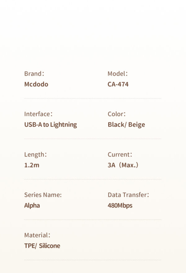 Mcdodo 3A Datenkabel für Lightning (1,2 m / 4 ft) – Bild 7